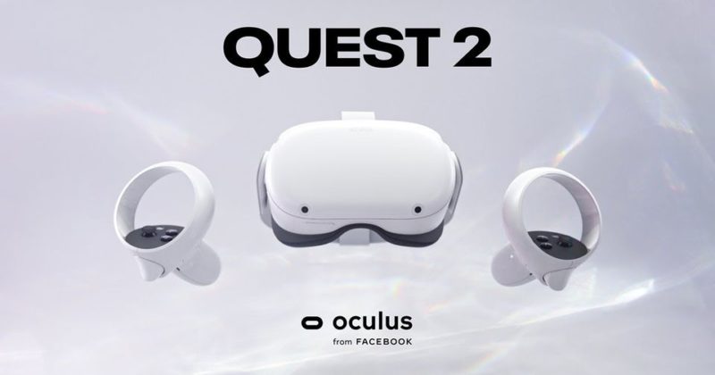 Casque Oculus Quest 2 avec contrôleurs, sur fond lumineux, présenté par Symbiose Organisation.