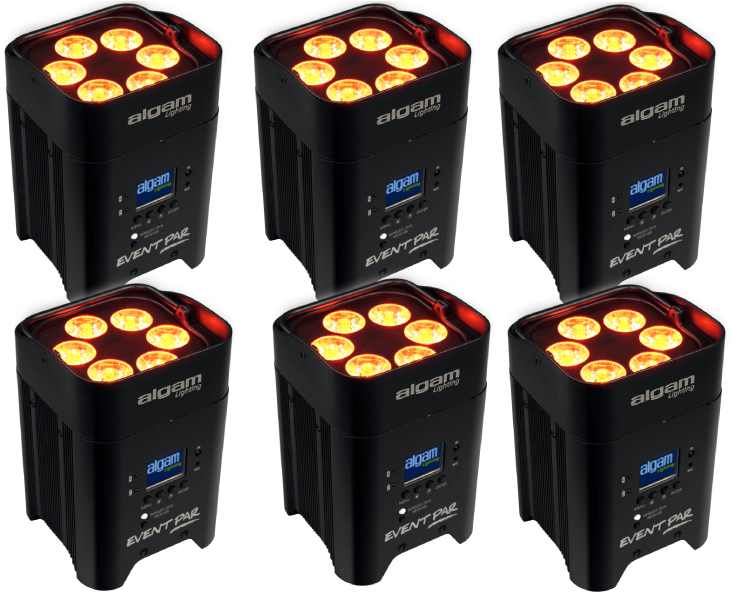 Pack EventPar Algam Lighting : six projecteurs compacts pour illuminer mariages et événements.