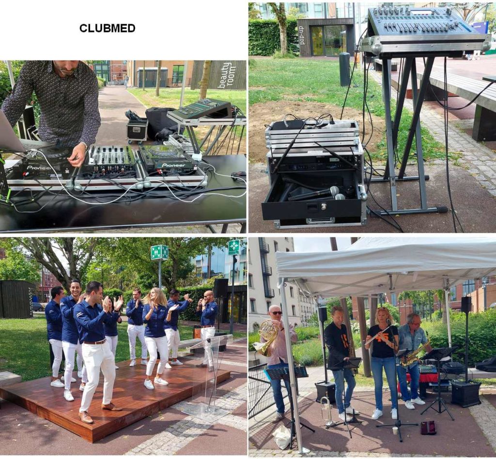 Événement Club Med du 19 mai 2022, présentation avec matériel sonore et éclairage, animations des chefs de village.