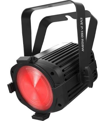 Projecteur de théâtre EVE P-160 RGBW, design compact avec éclairage rouge, idéal pour événements et installations professionnelles.